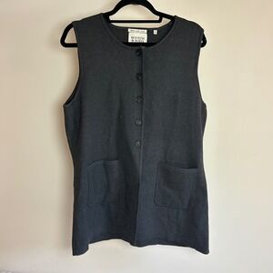 Scotch & Soda Womens Charcoal Grey Button Front Knit Sweater Vest XL Pocketed